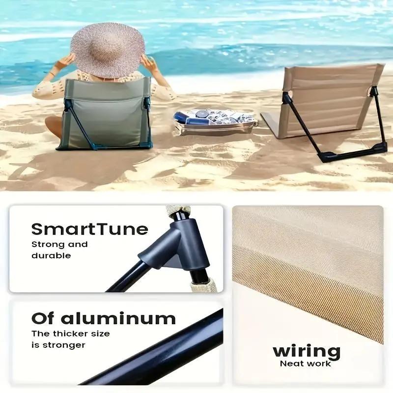Ultra-lightweight Folding Chair, Adjustable, Ideal for Camping, Beach, Fishing and Road Trips - Sturdy Aluminum Frame