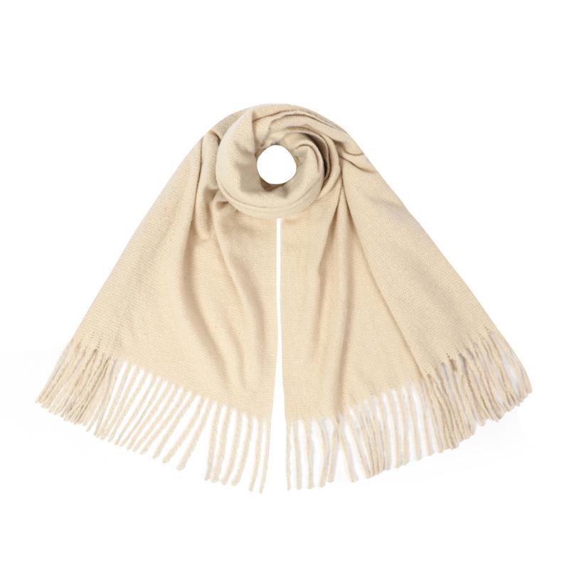 Women Simple Solid Knitted Scarf Headscarf Elegant Lady Casual Tassel Warm Scarve Mujer Foulard Big Wrap Shawl Winter New