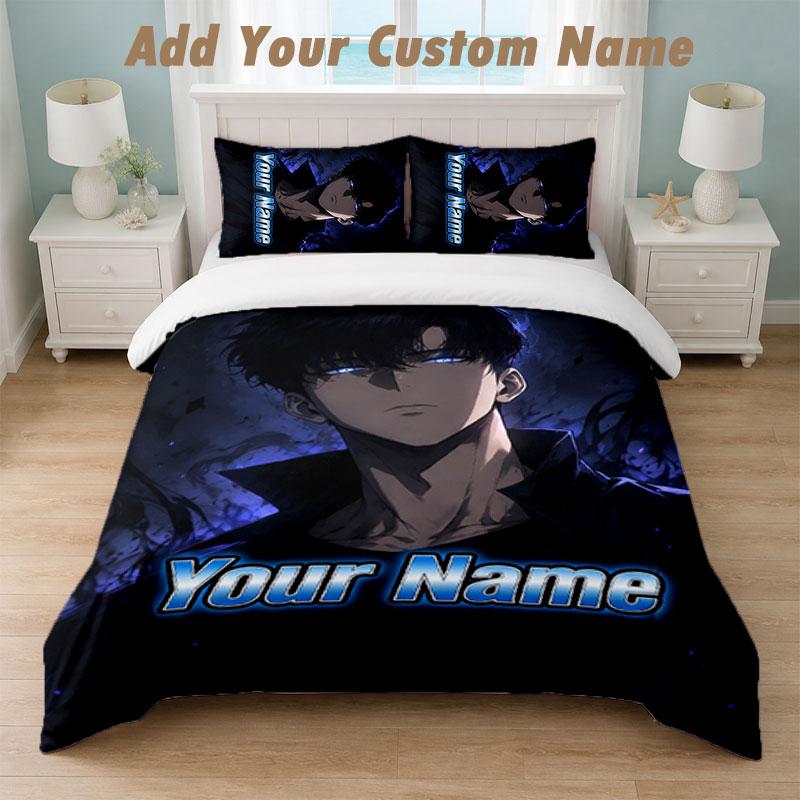 Bedding Set 1 Duvet Cover 2 Pillowcases Solo Leveling Print Soft Bed Linen Bedroom Decor