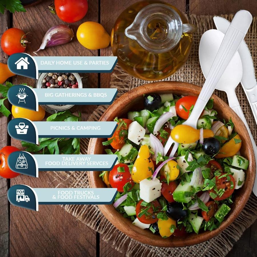 

Набор белых пластиковых столовых приборов повышенной прочности 48 штук 16 вилок ножей чайных ложек одноразовые белые пластиковые приборы для вечеринок свадеб United States