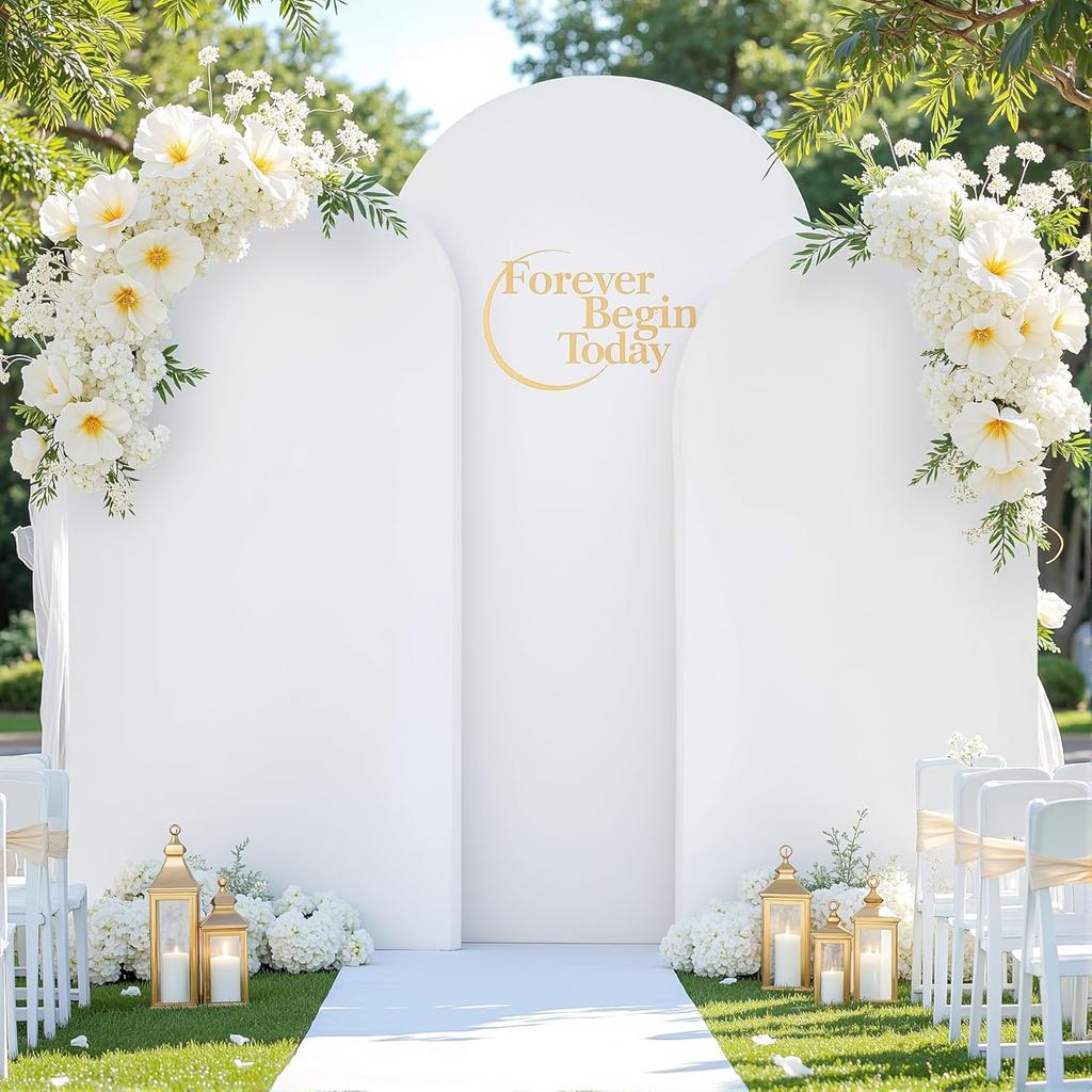 6ft/6.6ft/7.2ft Wedding Arch Cover Double Sided Spandex Fitted Fabric Arch Backdrop For Birthday Party Wedding Arch Decoration