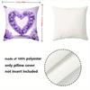 Purple Rose Heart Patterned Cushions 2D Flat Printed Polyester pillowcase, sofa decorative cushion cov Headboard Pillow