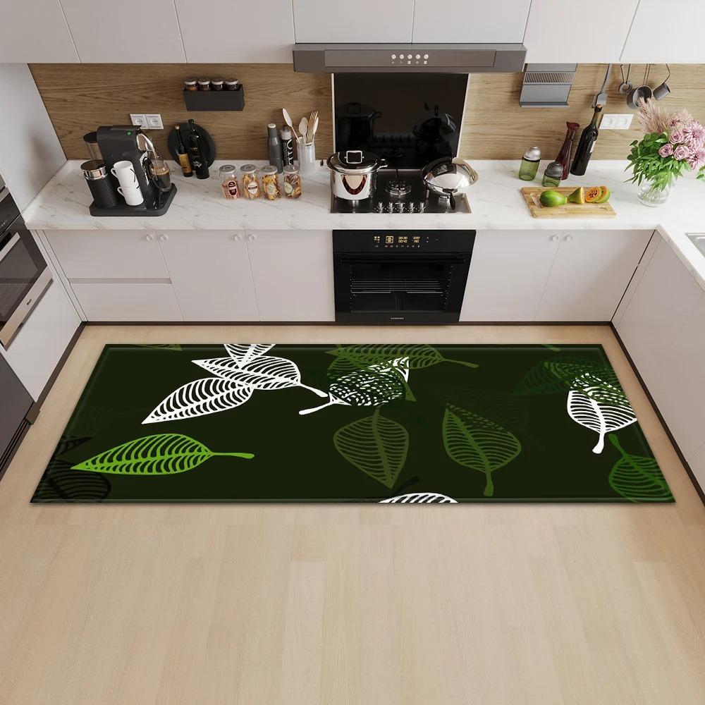 Tropical Plant Illustration Pattern Home Kitchen Floor Mat Door Front Decoration Floor Mat