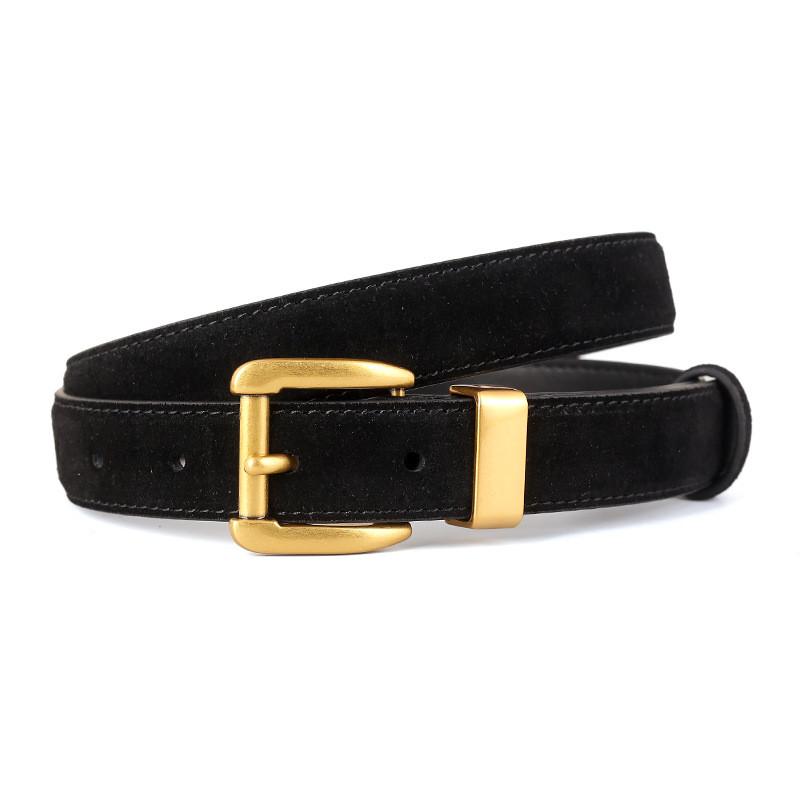 

Genuine Leather Womens Casual Belt With Alloy Buckle For Office And Daily Wear чёрный