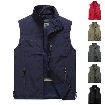Fashion Men Casual Solid Outdoor Quick-drying Vest Jacket Tops