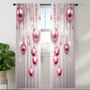 2PCS Merry Christmas Red New Year Gold Ball White snowflake Light Filtering Curtains for Living Room Bedroom Window Drape Decor