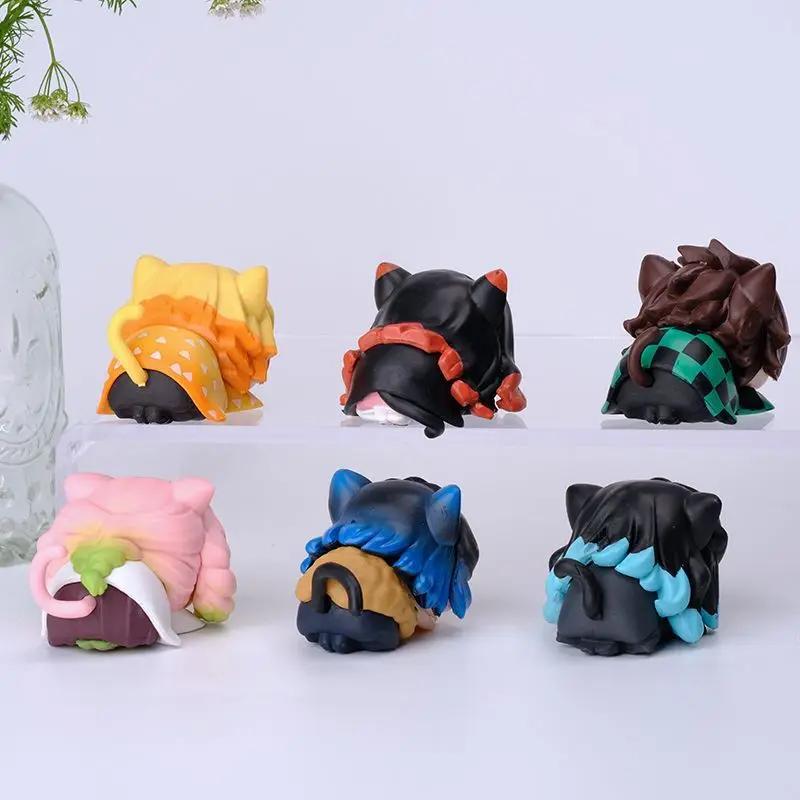 Demon Slayer Mitsuri Figure Kimetsu No Yaiba Cat Nezuko Statue Cute Muichirou Action Figurine Sculpture Desk Decoration Ornament