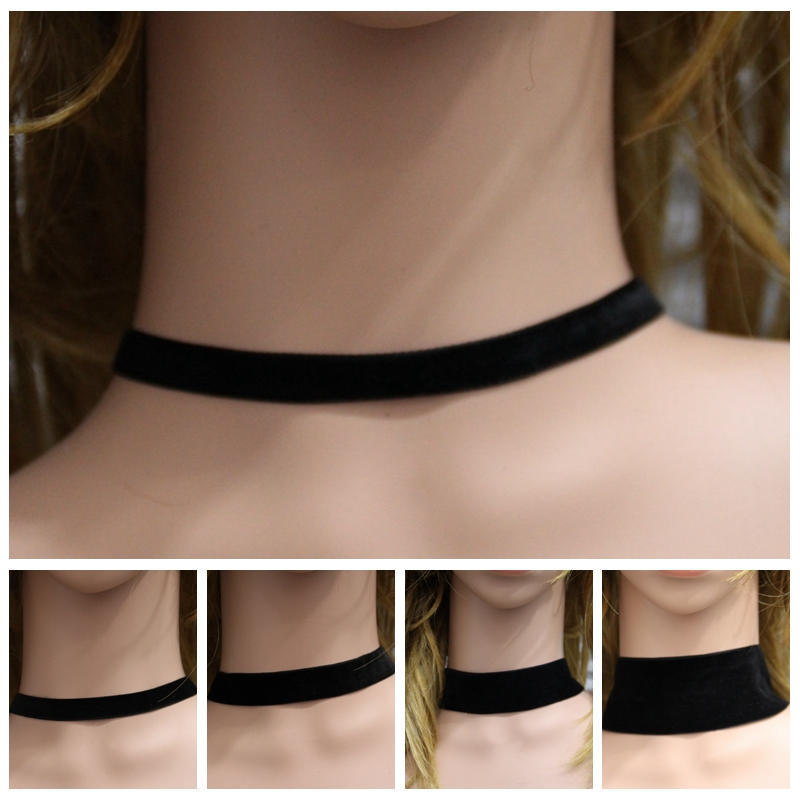 Svart Sammet Choker Halsband Goth Gotisk Handgjord Retro Burlesk Smycke