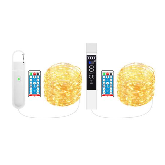 Rechargeable Fairy Lights 10/20m 200 LED String Lights with Remote Control Timer 8 Modes Warm White USB Fairy Lights for Wedding Christmas Party Decor