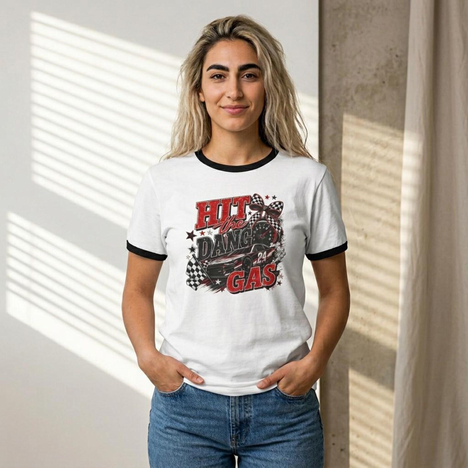 Hit the Gas graphic tee | Racing Vintage Car Ringer Shirt L