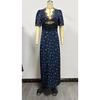 Polka Dot Backless Sexy Maxi Dress Women Gown Elegant Patchwork Lace Hollow Out Deep V Neck Sleeveless Bodycon Club Party Dress