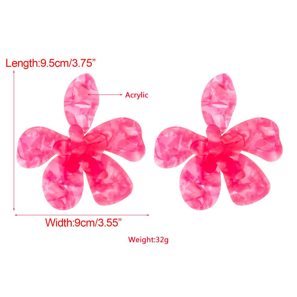 Acrylic Big Flowers Drop Earrings Handmade Boho Petal Charm Earrings Temperament Jewelry Birthday Gifts for Her