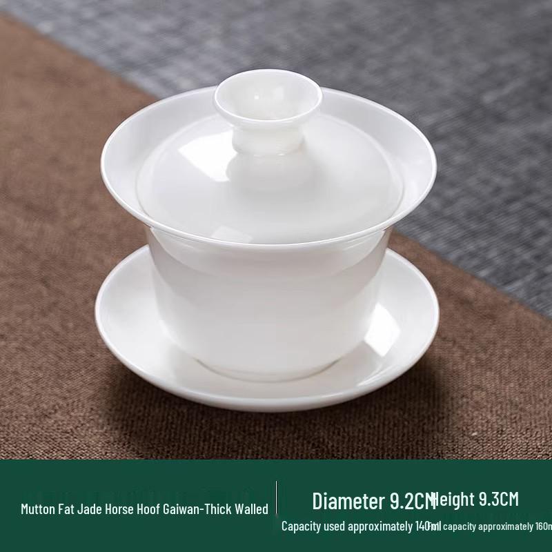 Dehua White Porcelain Gaiwan: Thin Body Sancai Tea Bowl for Kung Fu Tea, Large Ceramic Cup for Home Brewing