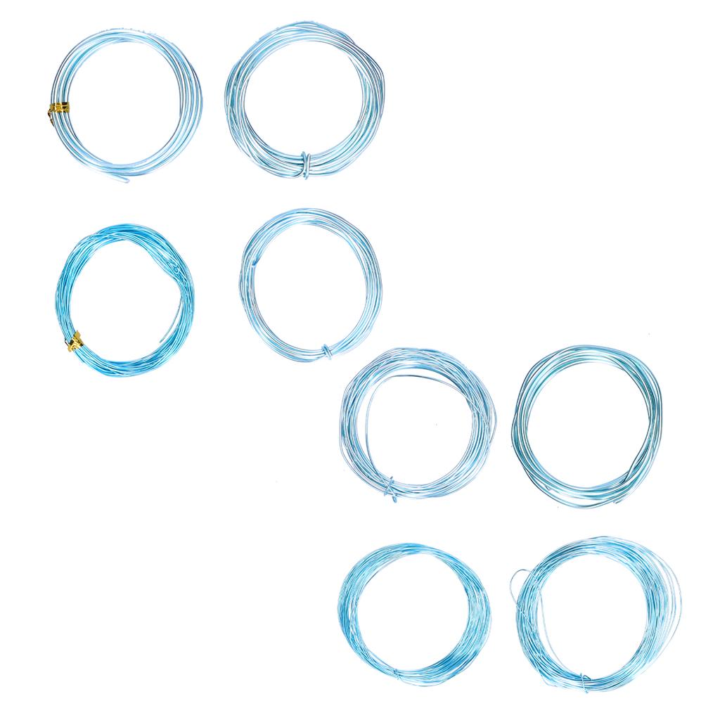 8 Rolls 0.6 3mm Aluminum Craft Wire Jewelry Beading Wire Craft Making Supplies Light Blue