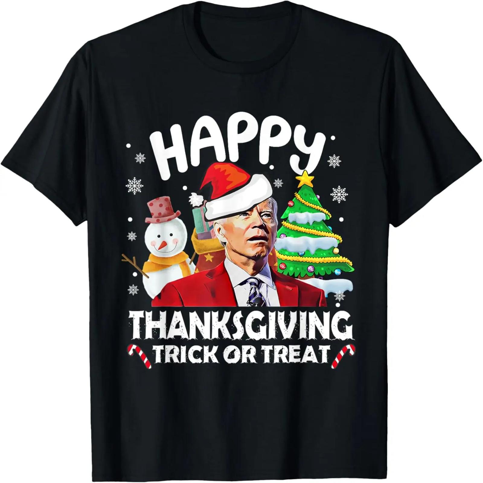 

Happy Thanksgiving Trick or Treat, Joe Biden Santa Christmas T-Shirt XXXXXL чорний