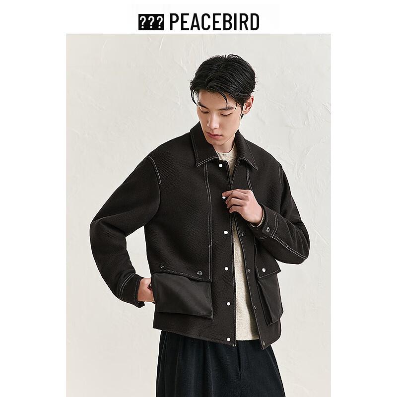 Peacebird Men's Faux Suede Patchwork Lapel Jacket