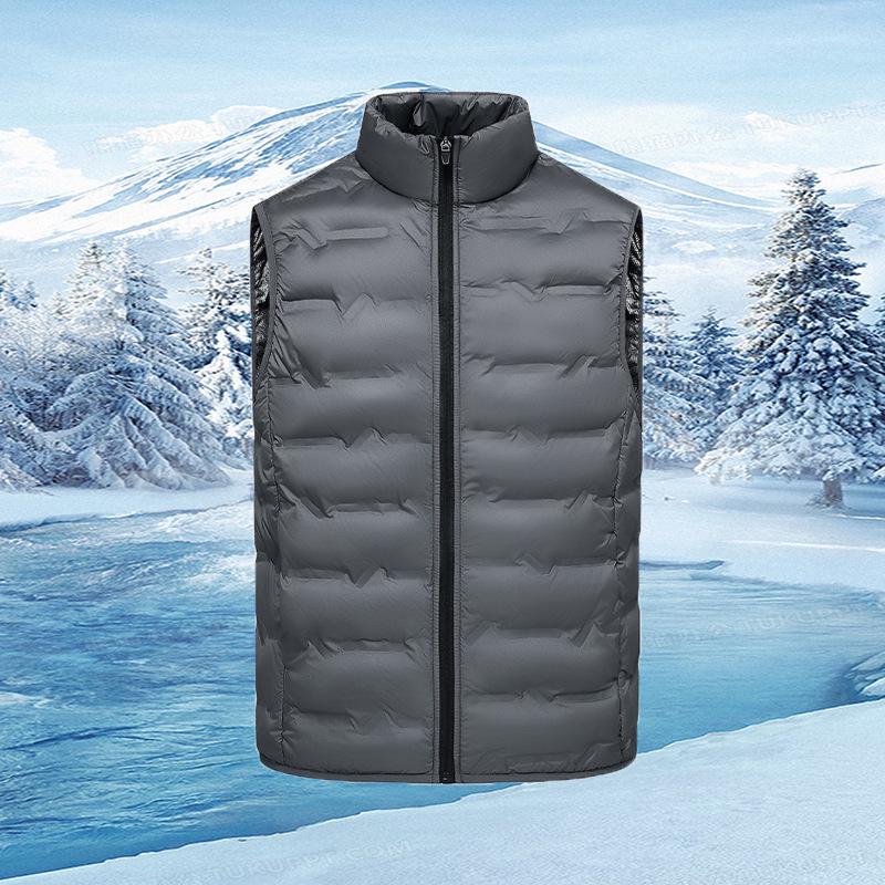 Men's and Women's Graphene Heated Light Duck Down Vest with Stand Collar