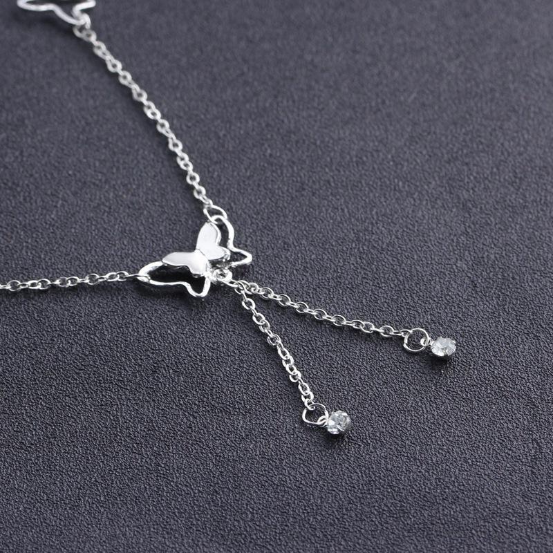 1pc Butterfly Pendant Tassel Rhinestone Ankle Bracelet Titanium Steel Anklet Beach Foot Chain for Women