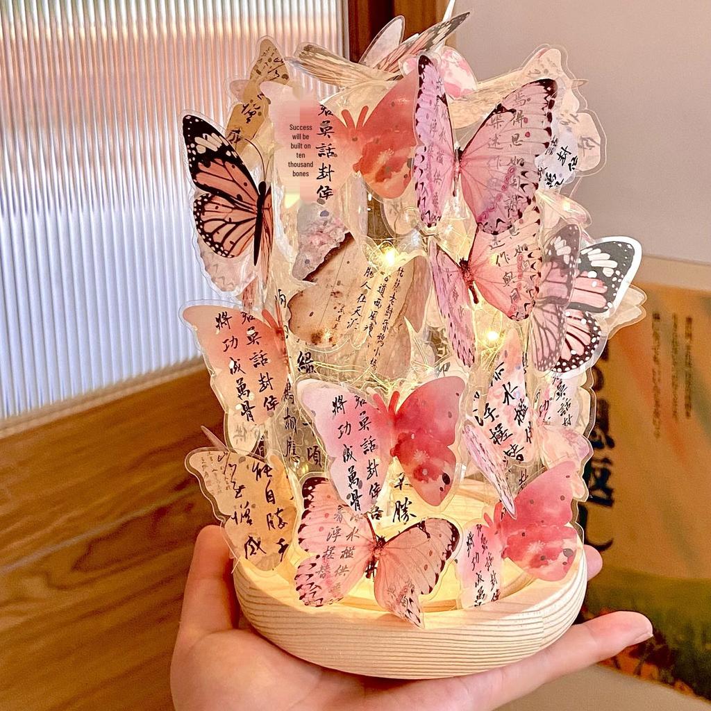 Luminous Butterfly Night Light Ornament - Ancient Style for TV Cabinet or Desk Decor