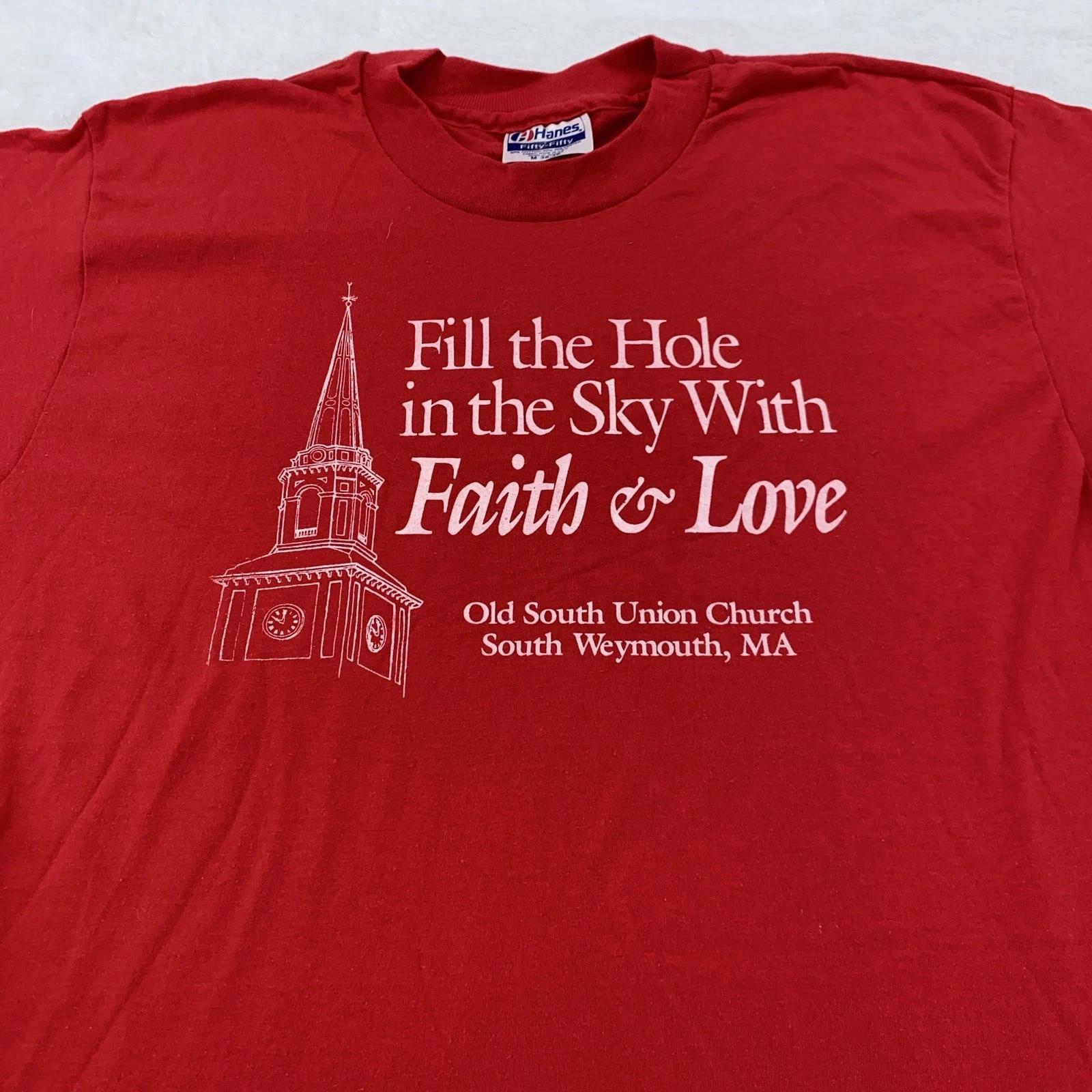 

Vtg 80s South Weymouth Massachusetts Church T-Shirt Small God Faith Religious 4XL