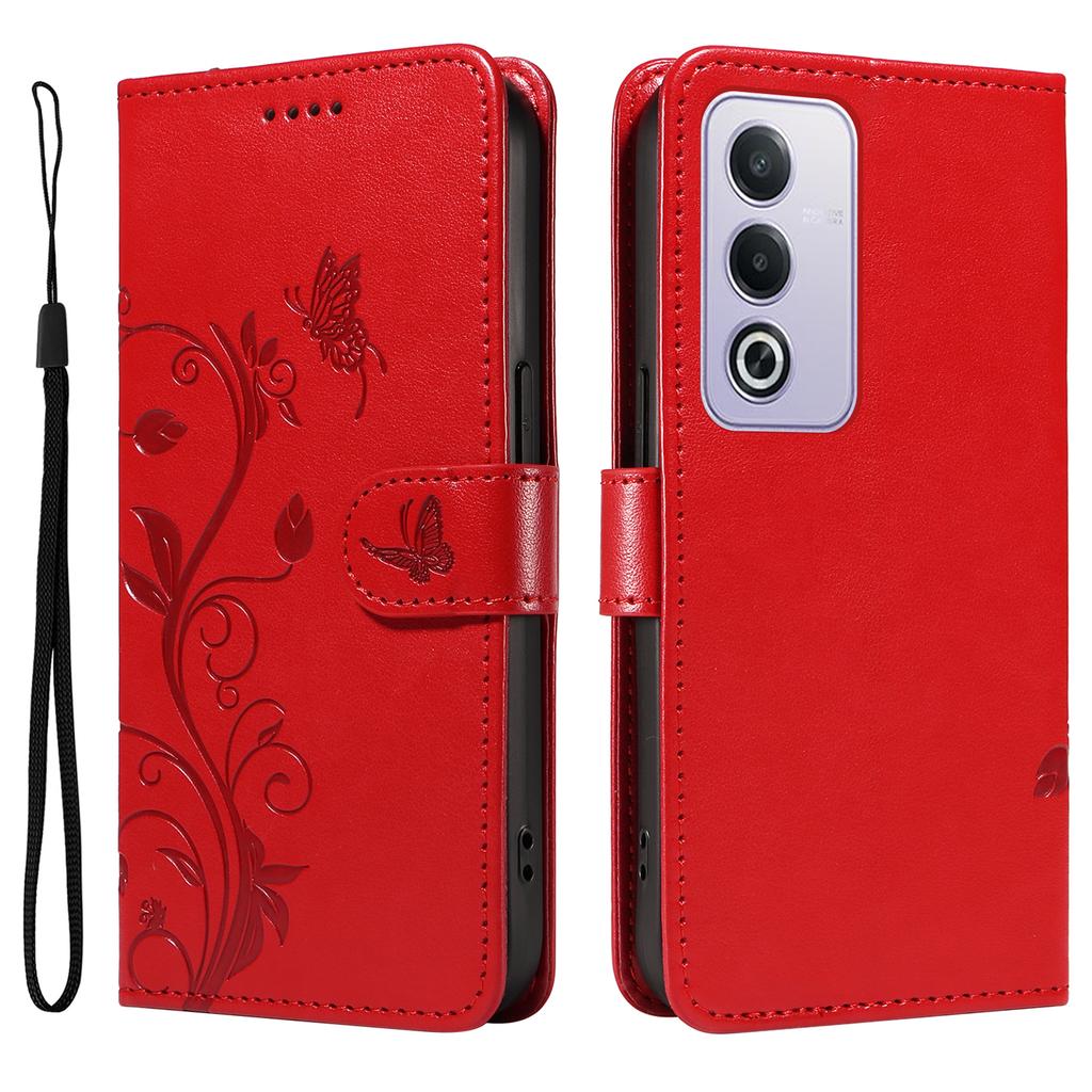 For Oppo A5 4G/5G/A80 5G/A3 5G/A3 Pro (India) 5G/A3 Pro (Global) 5G PU Leather Cases Flower Pattern Wallet Cover with Strap