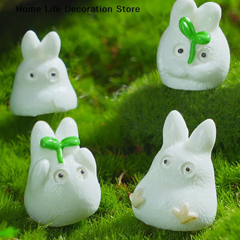 1pcs Kawaii Luminous Animals Car Ornaments for Jewelry Making Findings Resin Fat Rabbit Doll Flatback Diy Garden Home Decor