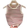 Women's Striped Sleeveless Camisole - Summer Knit Ice Silk Top
