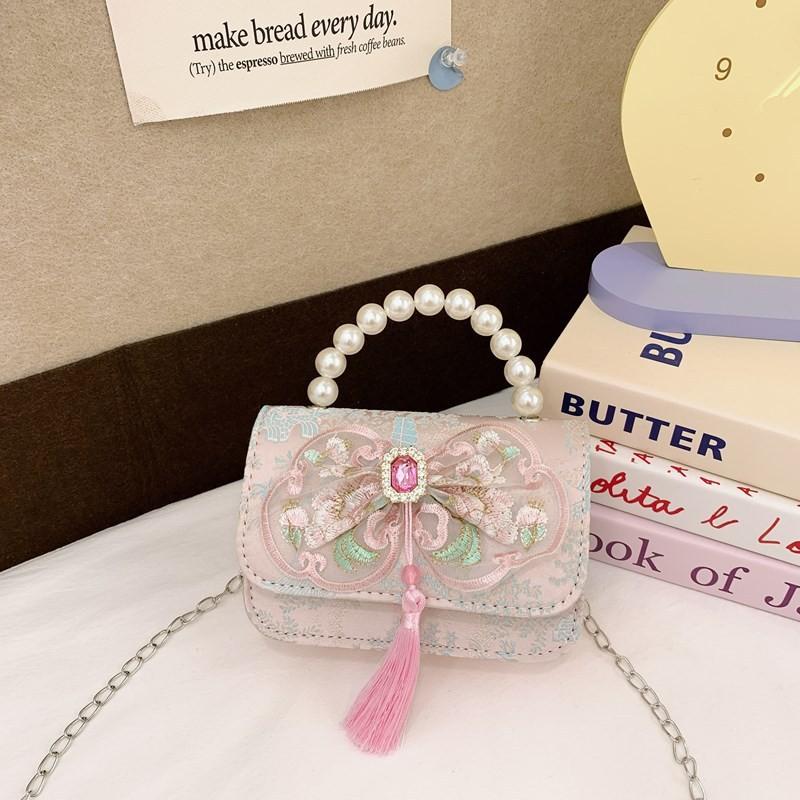 And Versatile Elegant Childrens Handbag With Chic Chain Detail And Charming Scenery Print