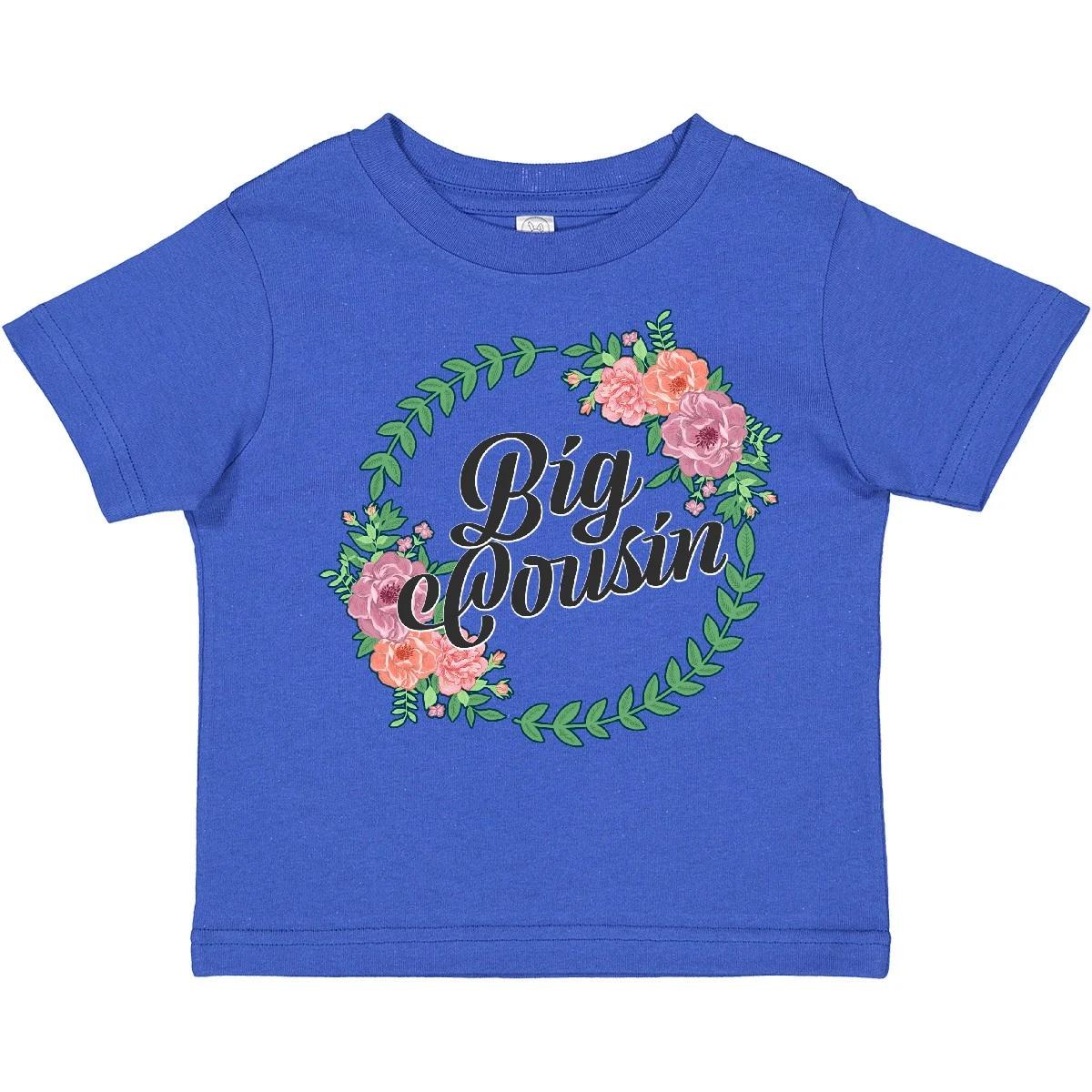 Inktastic Big Cousin With Flower Circle Toddler T-Shirt Illustration Child Kid 140