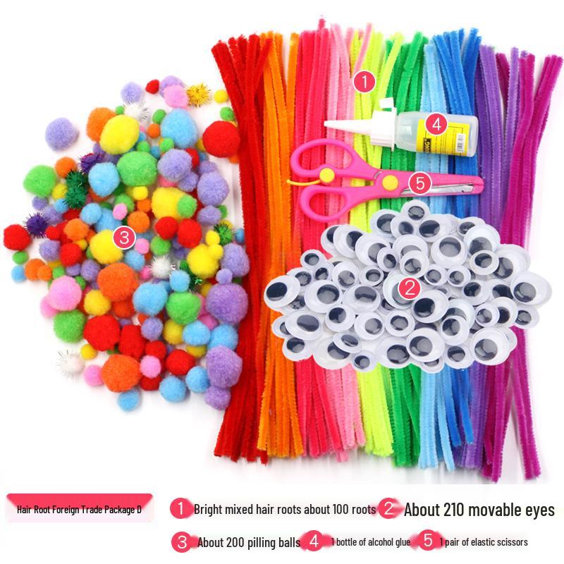 Colorful DIY Chenille Pipe Cleaner Bouquet - Plush, Handmade Spring Craft Pack In Macaron Shades for Children