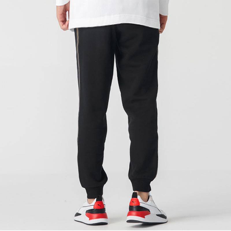 Puma Metallic Nights Tape Logo Knit Joggers Men Bottoms Black 587142-01