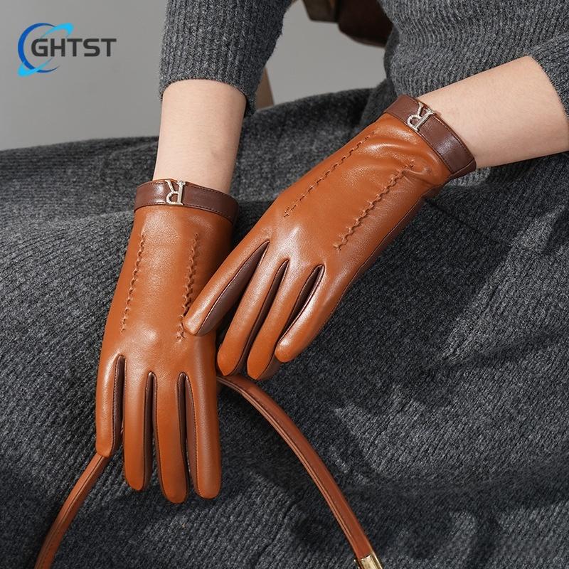 Popular High Quality Elegant Winter Women Genuine Lambskin Leather Gloves Autumn And Thermal Trendy Female Glove