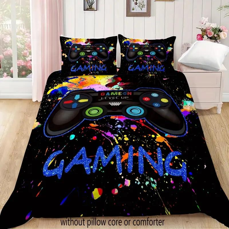 3D Gaming Bedding Set, Game Controller, Down Duvet and Pillowcase, Gamer's Quilt Cover DE135 * 200 Luxury Soft Home Textile