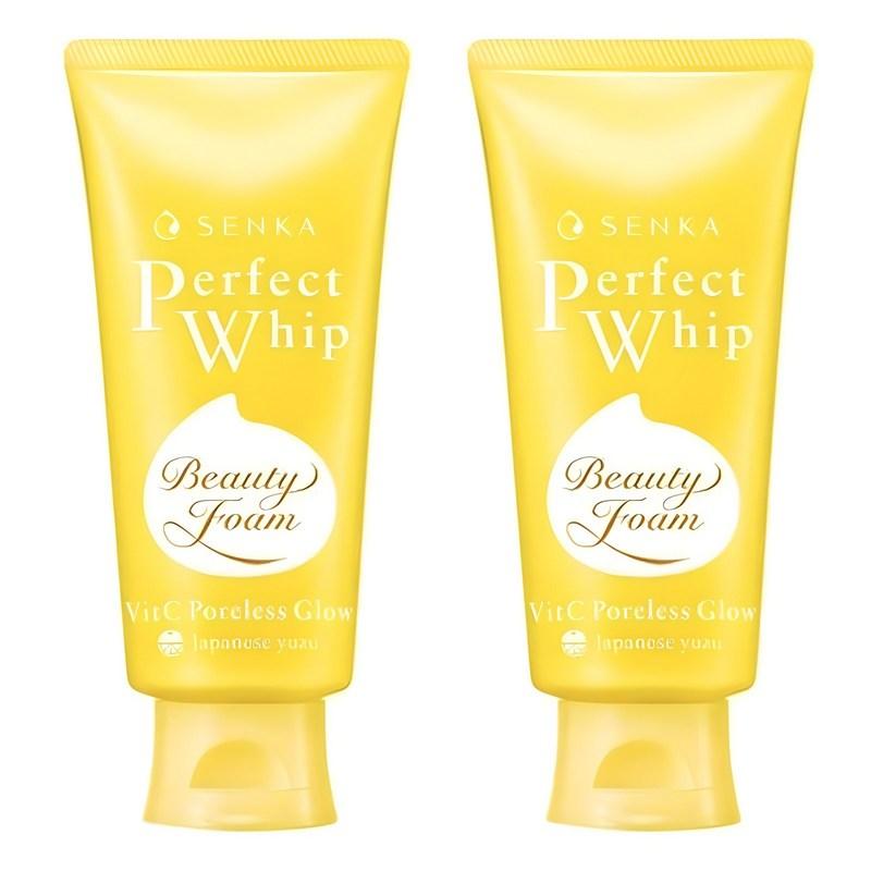 Senka Perfect Whip Beauty Vitamin C Poreless Glow Foam Japanese Yuzu, 2 Pcs, 100g