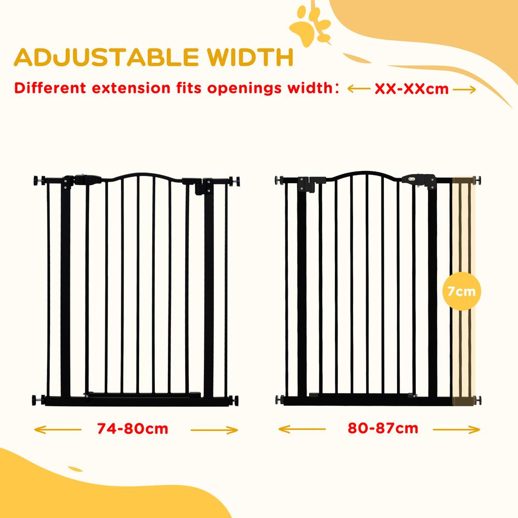 Metal Pet Safety Gate Dog Gate Folding Fence 74-87cm, Black