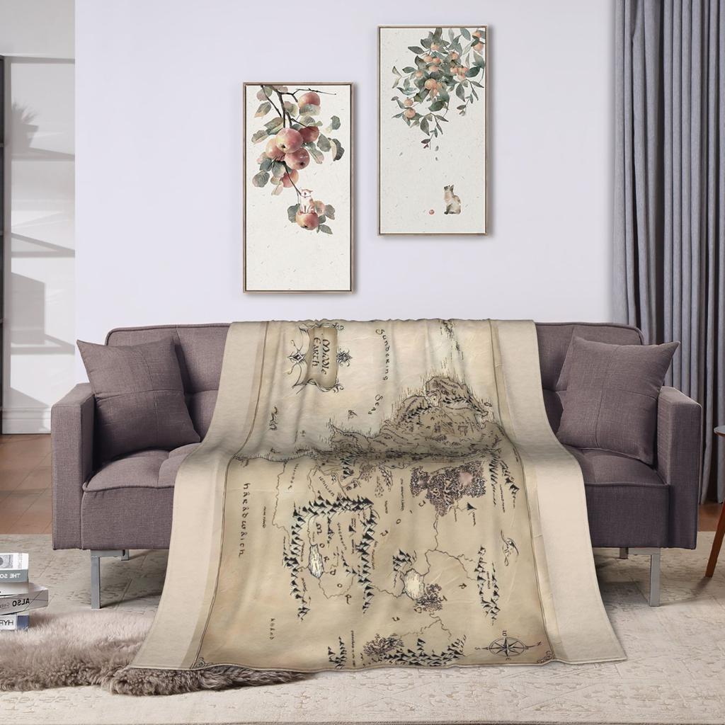 Middle Earth Map l-Lords Of The R-Rings Warm Blanket Camping Plush Throw Blanket Bedroom Flannel Bedspread Sofa Bed Cover