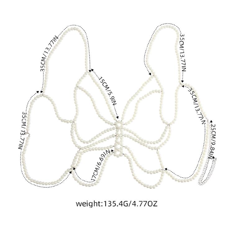 Modern Faux Pearls Body Necklace for Women Adjustable Strap Shoulder Chain Great for Celebrations and Day To Day Fashion
