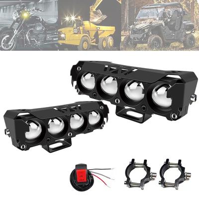 1/2Pc 4 lenti luce a doppio colore faretti per motociclette fari a LED quattro occhi abbaglianti e anabbaglianti impermeabili fendinebbia per guida esterna 12V