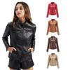 Women's European & American Spring/Autumn Leather Motorcycle Jacket - Fashionable, Slim, Short Design