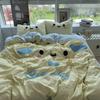 Super Soft Washed Cotton Towel Embroidered Cartoon Bedding FourPiece Set, Bed Sheet Quilt Cover, Student Dormitory ThreePiece Set