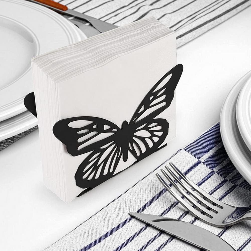 Paper Towel Holder Creativity Stainless Steel Butterfly Shape Napkin Holder Exquisite Wear-resistant Tissue Vertical Stand