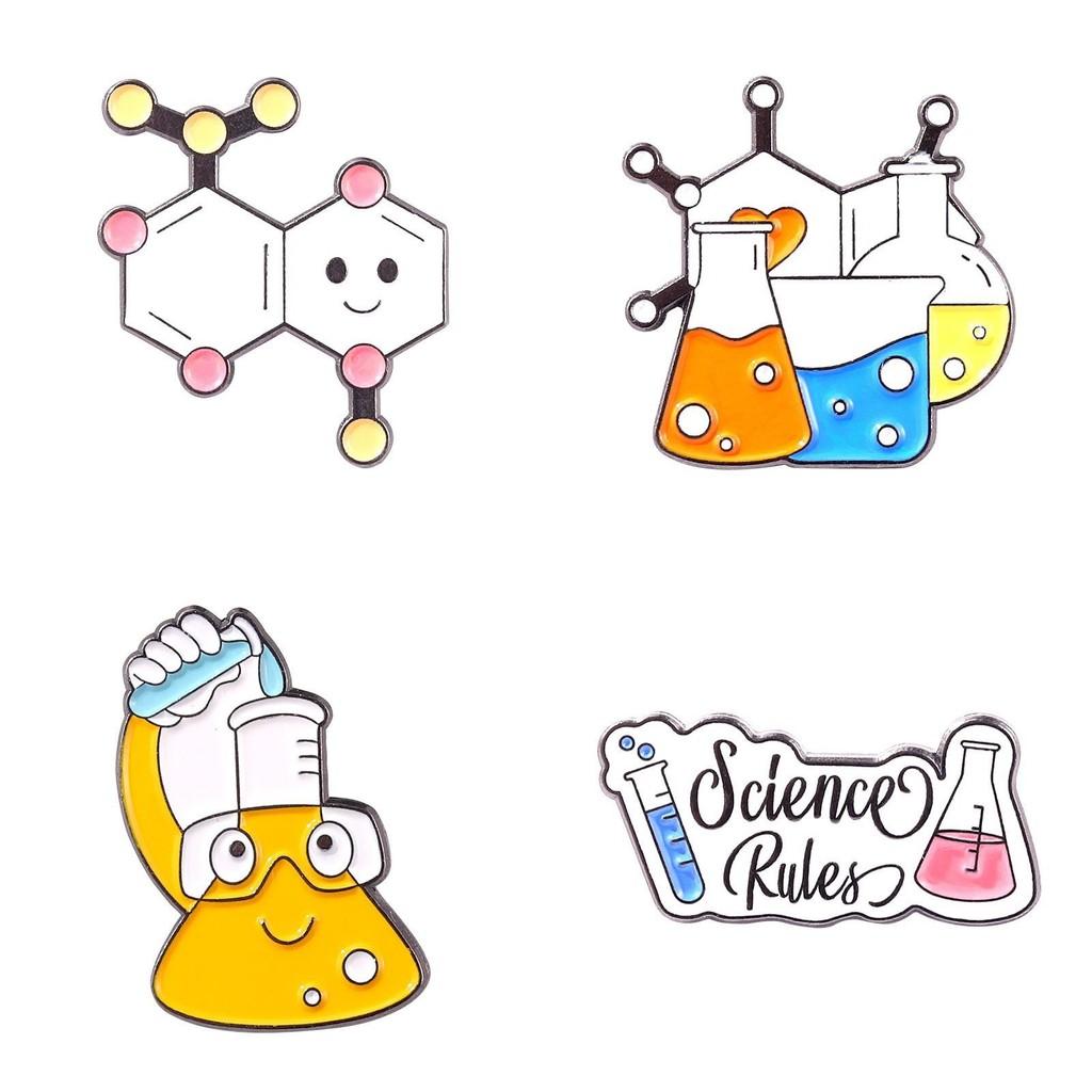 Creative Chemistry Reagent Beaker And Test Tube Brooch Pin Set For Science Lovers And Students