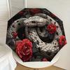 1pc Snake and Roses Circular Artwork Umbrella with Plastic Handle,Suitable for All Seasons Home Travel Outdoor UmbrellaDD1636