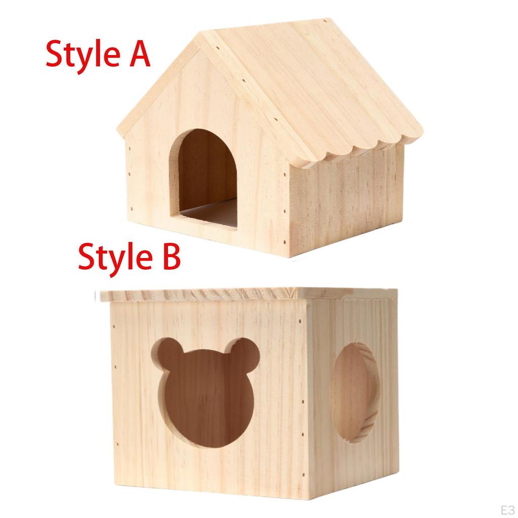 Cozy Retreat for Small Pets: Wooden Hideaway Cabin Hamsters, Gerbils, and More