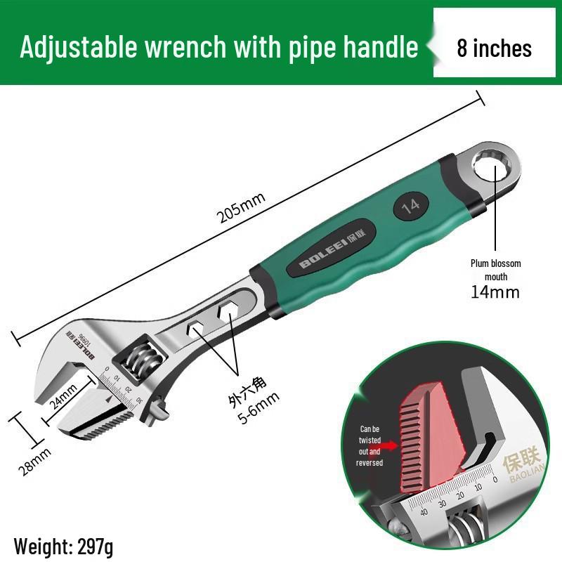 Multi-Function Adjustable Wrench: Quick-Open Chrome Vanadium Steel Pipe Pliers for Labor-Saving Household Use