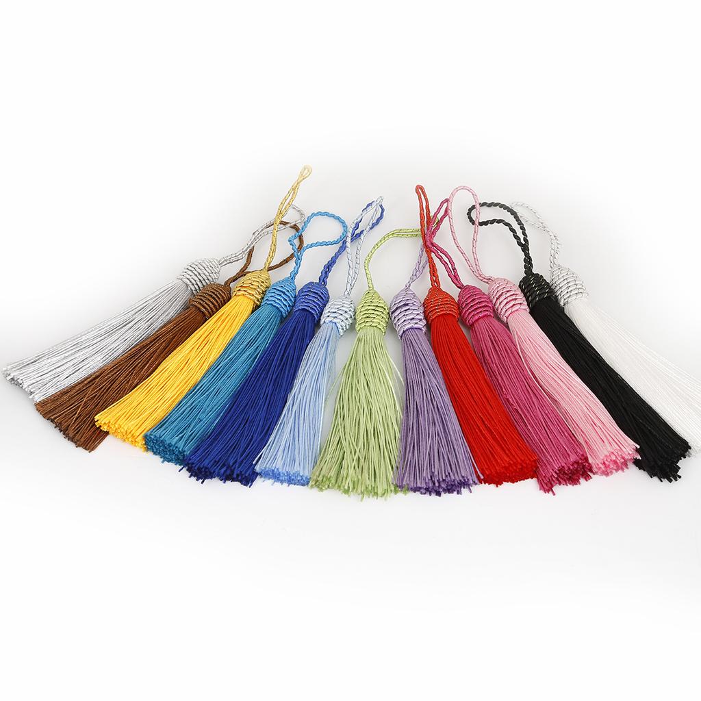 10Pcs Polyester Silk Tassel Fringe Trim 15cm Long Cotton Tassel For Wedding Home Decoration