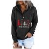 Women  Winter Casual Christmas Fashion Print Hooded Button Sweatshirt