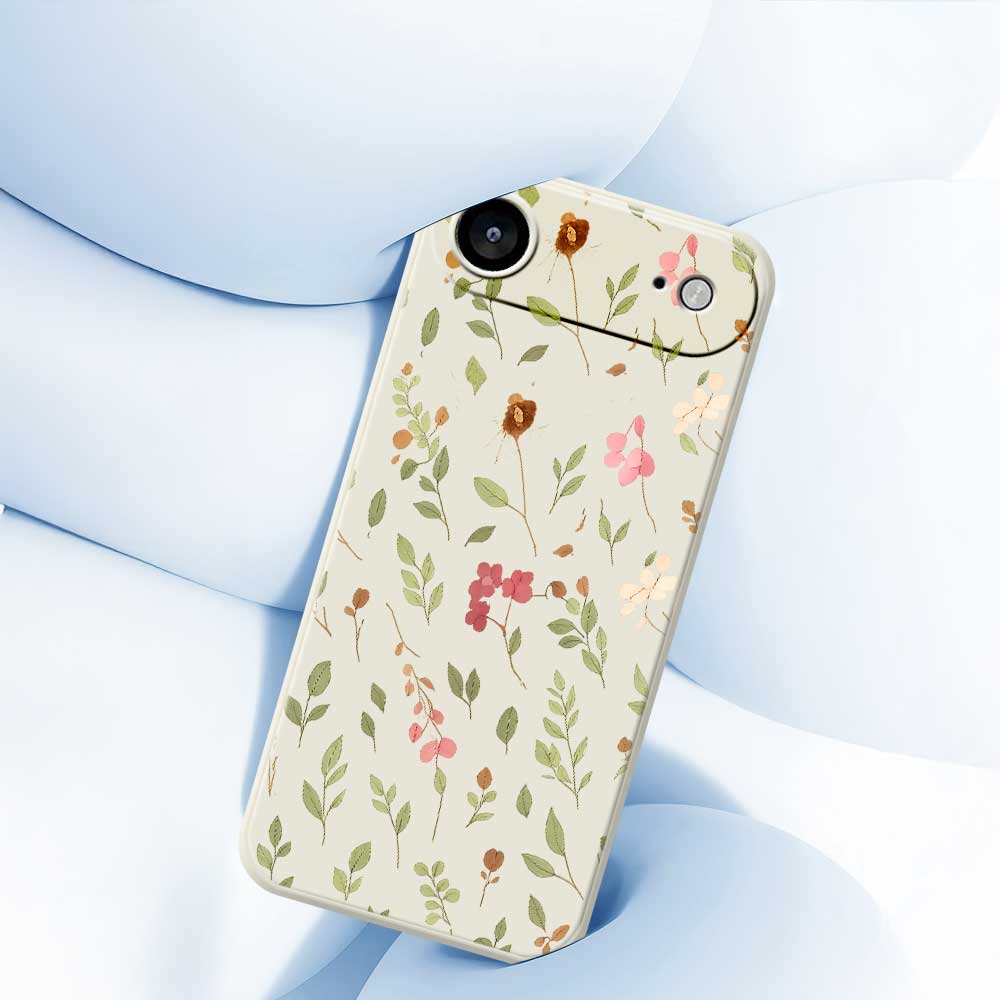 For iPhone 17 Air Case Small Flower Leaves Pattern Printing Straight Edge TPU Phone Back Cover