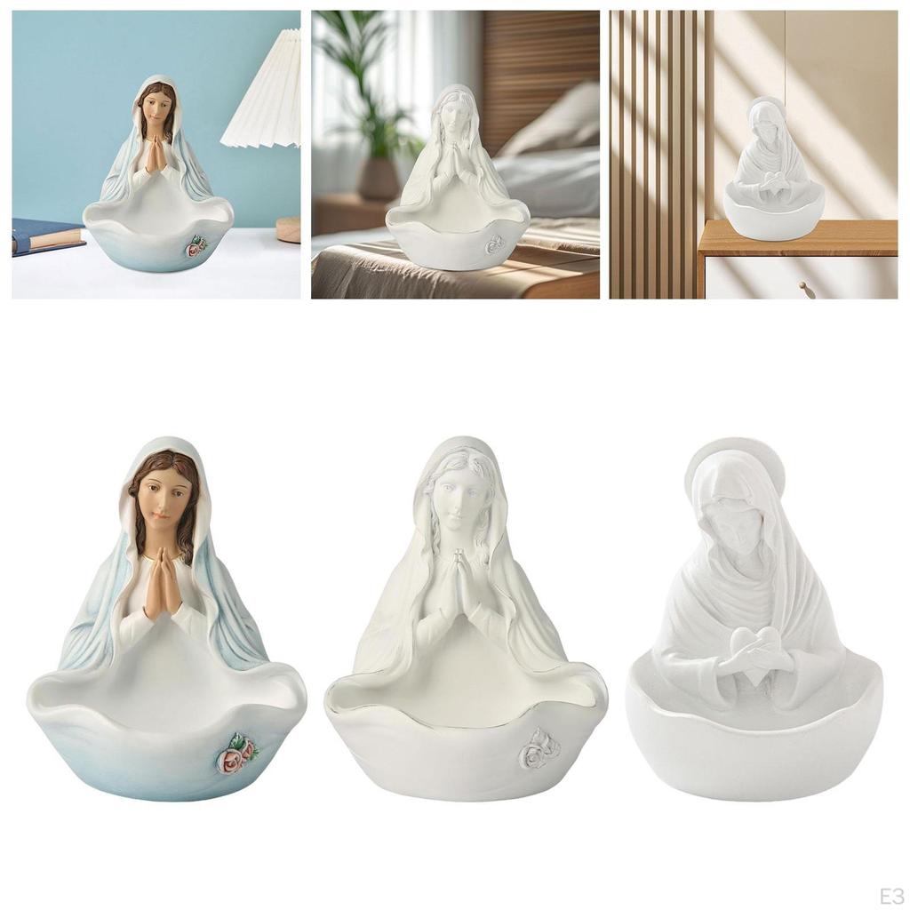 Schlüssel-Schale mit Jungfrau Maria Statue Dekorative Schmuckablage Geschenk Harz für Eingangsbereich Büro