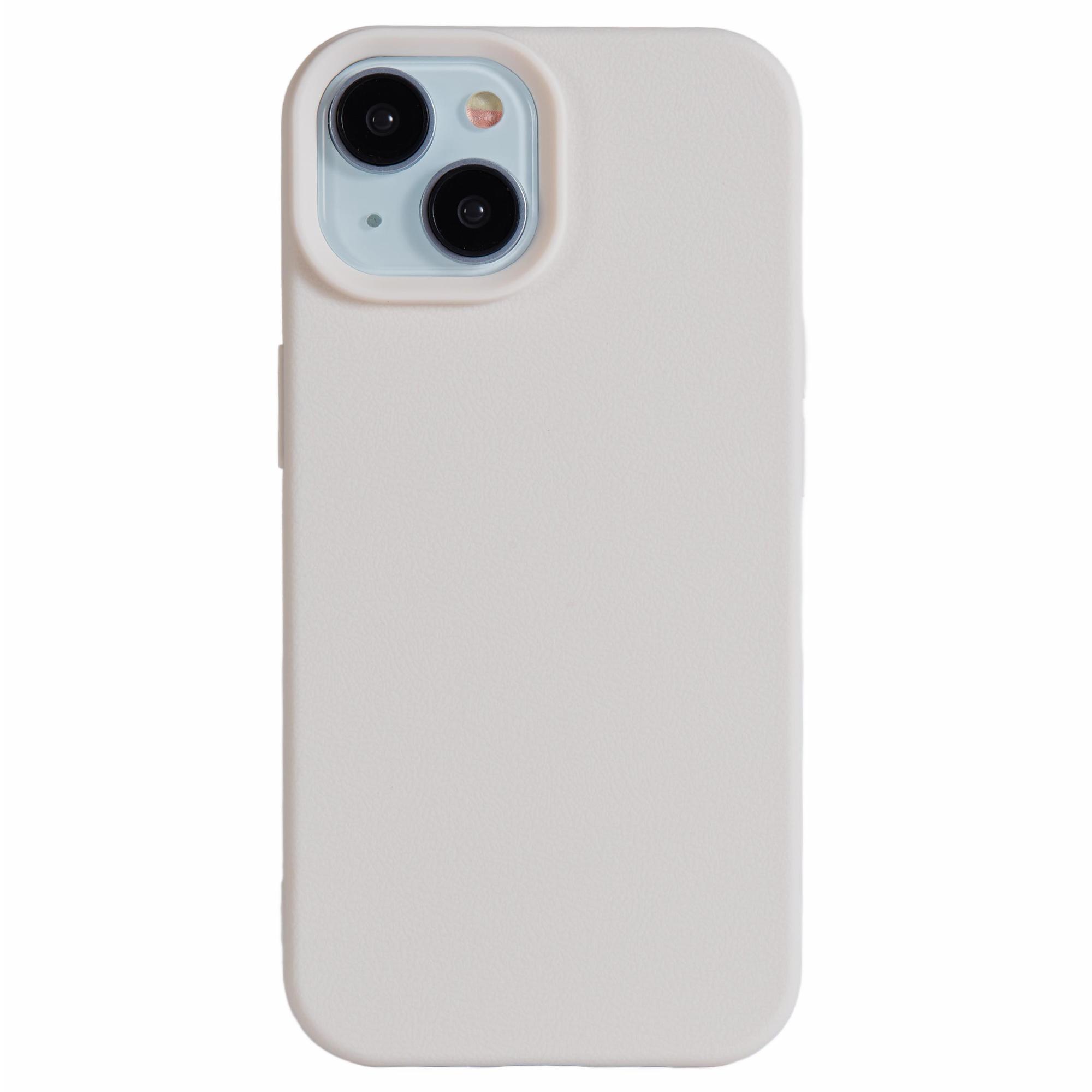 

For iPhone 15 Case Litchi Texture TPU Shockproof Phone Cover White